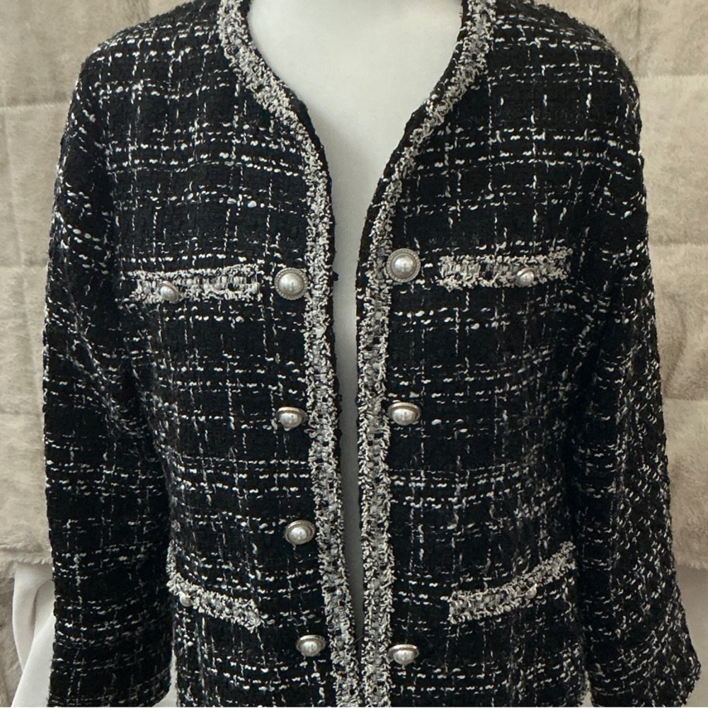 Adore Black and White Textured Blazer